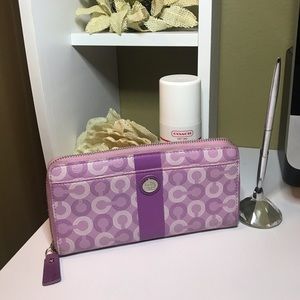 Vintage Accordion Zip Wallet Colorblock Canvas